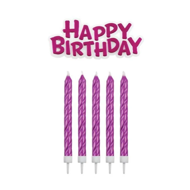 16 Bougies Roses + Happy Birthday>Cerf Dellier New