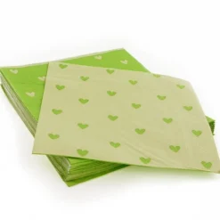20 Serviettes En Papier Lin Coeurs Verts Patisdecor>Cerf Dellier Clearance
