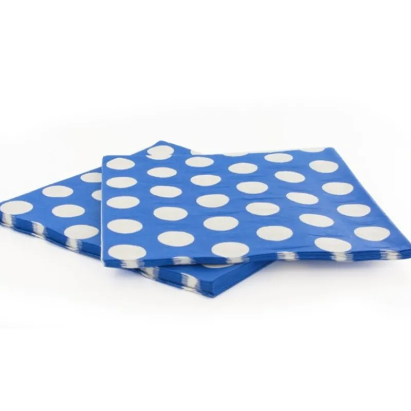 20 Serviettes Papier Bleu Pois Blanc Patisdecor>Cerf Dellier New
