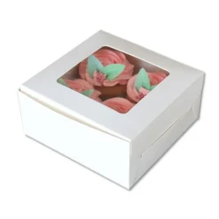 Boite 4 Cupcakes Blanche 16 X 16 Cm Patisdecor><noscript><img width=