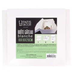 Boite Patissiere Blanche 18 X 18 X H 20 Cm Patisdecor>Cerf Dellier Best