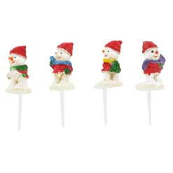 Bonshommes De Neige Noël Assortis Sur Pique (X4)>Cerf Dellier Online