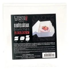 Boîtes Pâtissières Blanches Hauteur 20 Cm (X 10)><noscript><img width=