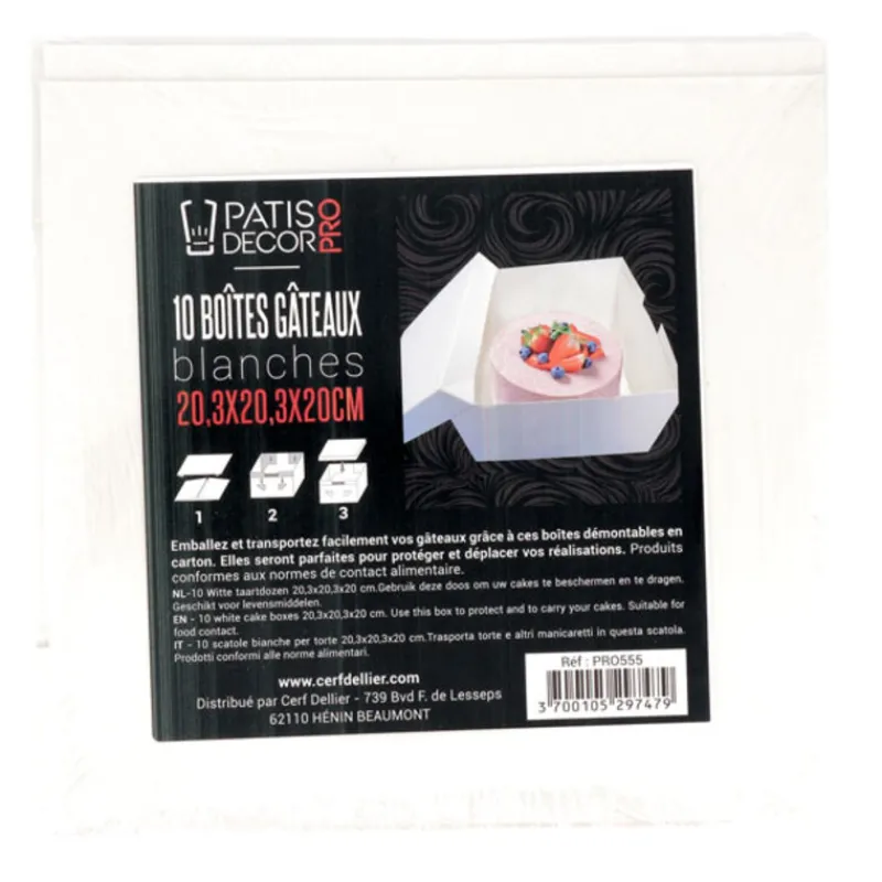 Boîtes Pâtissières Blanches Hauteur 20 Cm (X 10)>Cerf Dellier Online