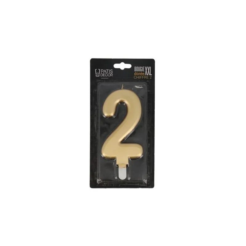 Bougie Anniversaire Doree Xxl Chiffre 2 Patisdecor>Cerf Dellier Best