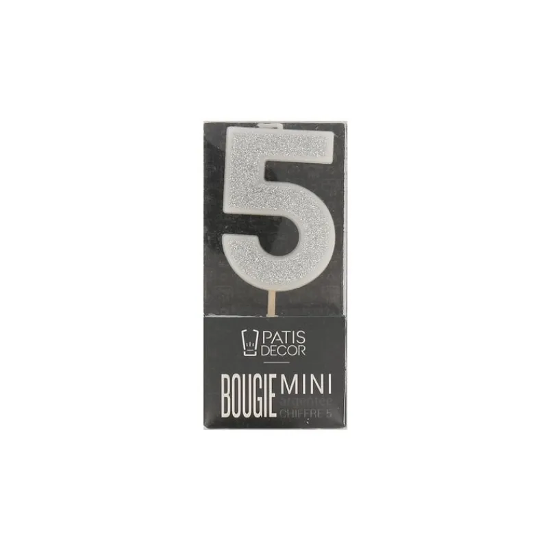 Bougie Argentee Pailletee Chiffre 5 Patisdecor>Cerf Dellier Hot