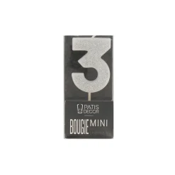 Bougie Argentee Pailletee Chiffre 3 Patisdecor>Cerf Dellier New