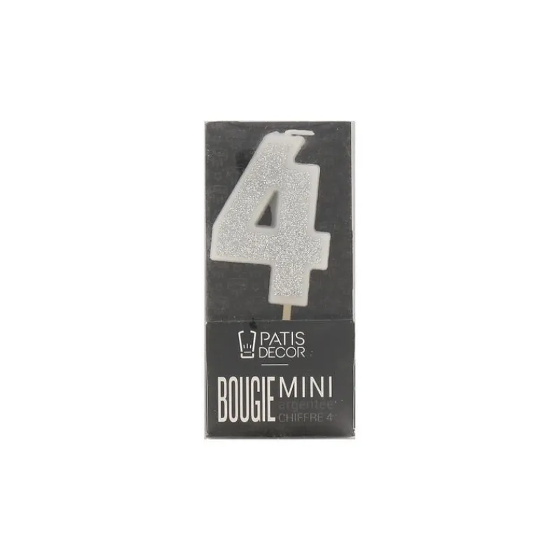 Bougie Argentee Pailletee Chiffre 4 Patisdecor>Cerf Dellier Discount