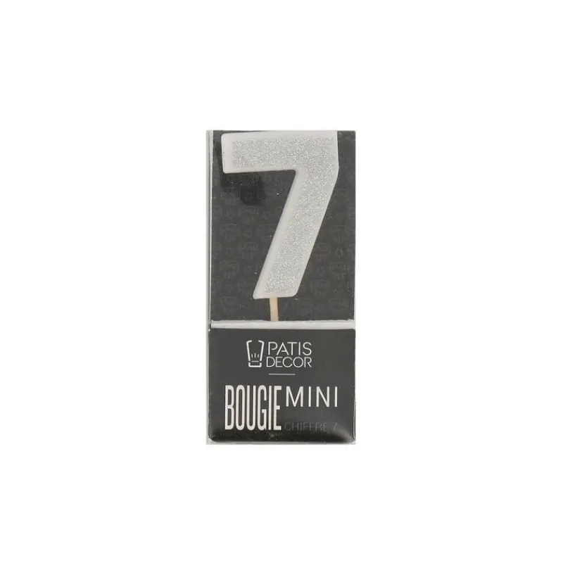 Bougie Argentee Pailletee Chiffre 7 Patisdecor>Cerf Dellier Online