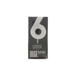 Bougie Argentee Pailletee Chiffre 6 Patisdecor>Cerf Dellier New