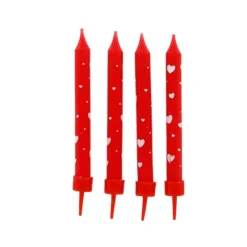 Bougies Rouges Coeurs Blancs Patisdecor (X 8)>Cerf Dellier Discount