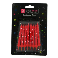 Bougies Rouges Coeurs Blancs Patisdecor (X 8)>Cerf Dellier Discount