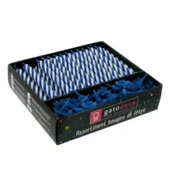 Bougies Torsadees 8 Cm Et Bobeches Roses Bleues Patisdecor (X 70)>Cerf Dellier Sale