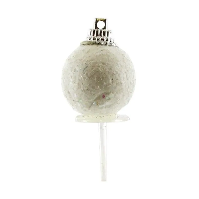 Boules De Noël Blanches Paillettes Sur Pique (X50)>Cerf Dellier Outlet