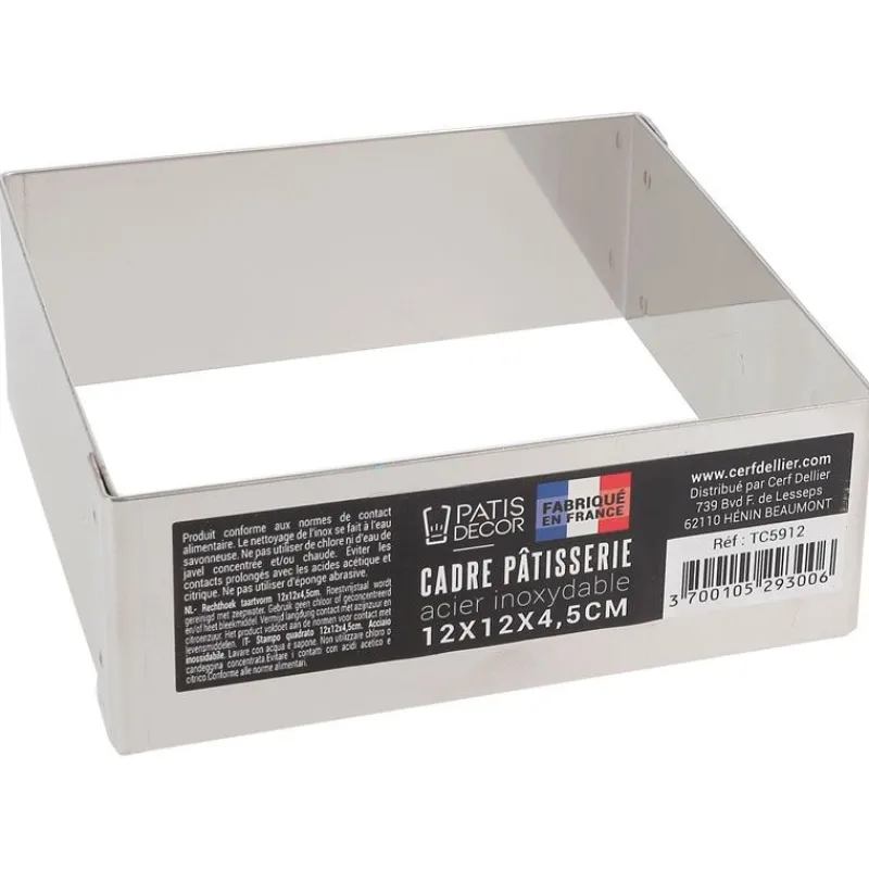 Cerf Dellier Cadres À Patisserie*Cadre A Mousse Inox H 4,5 Cm 12 X 12 Cm Patisdecor