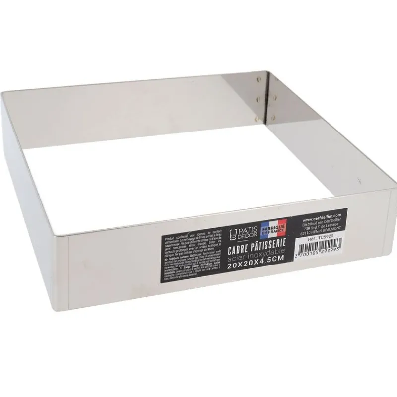 Cerf Dellier Cadres À Patisserie*Cadre A Mousse Inox H 4,5 Cm 20 X 20 Cm Patisdecor