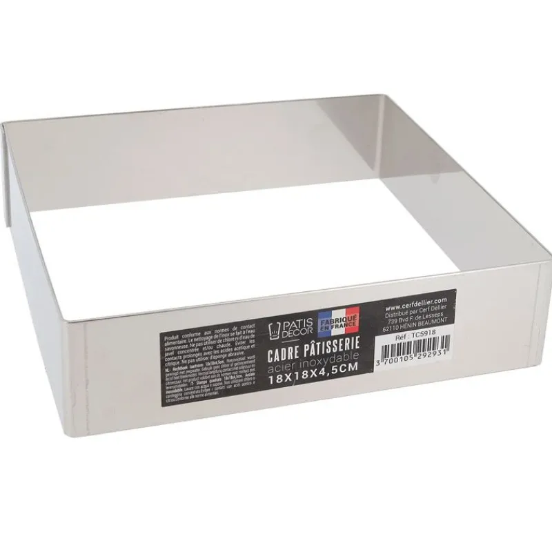 Cerf Dellier Cadres À Patisserie*Cadre A Mousse Inox H 4,5 Cm 18 X 18 Cm Patisdecor