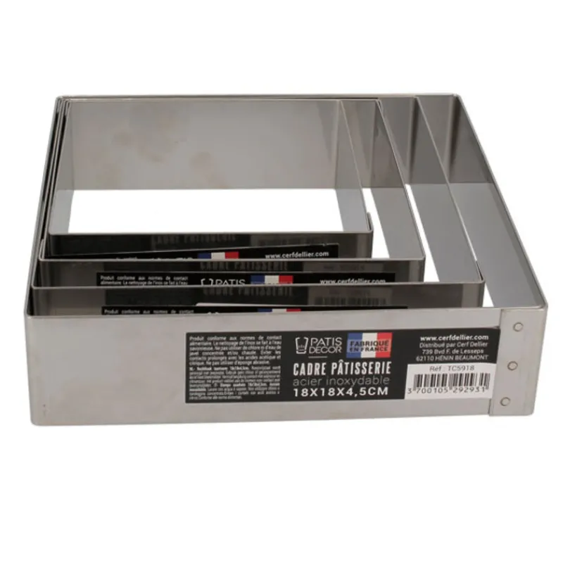 Cerf Dellier Cadres À Patisserie*Cadre A Mousse Inox H 4,5 Cm 16 X 16 Cm Patisdecor