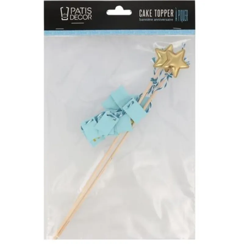 Cake Topper Banniere Anniversaire Bleu Patisdecor>Cerf Dellier New