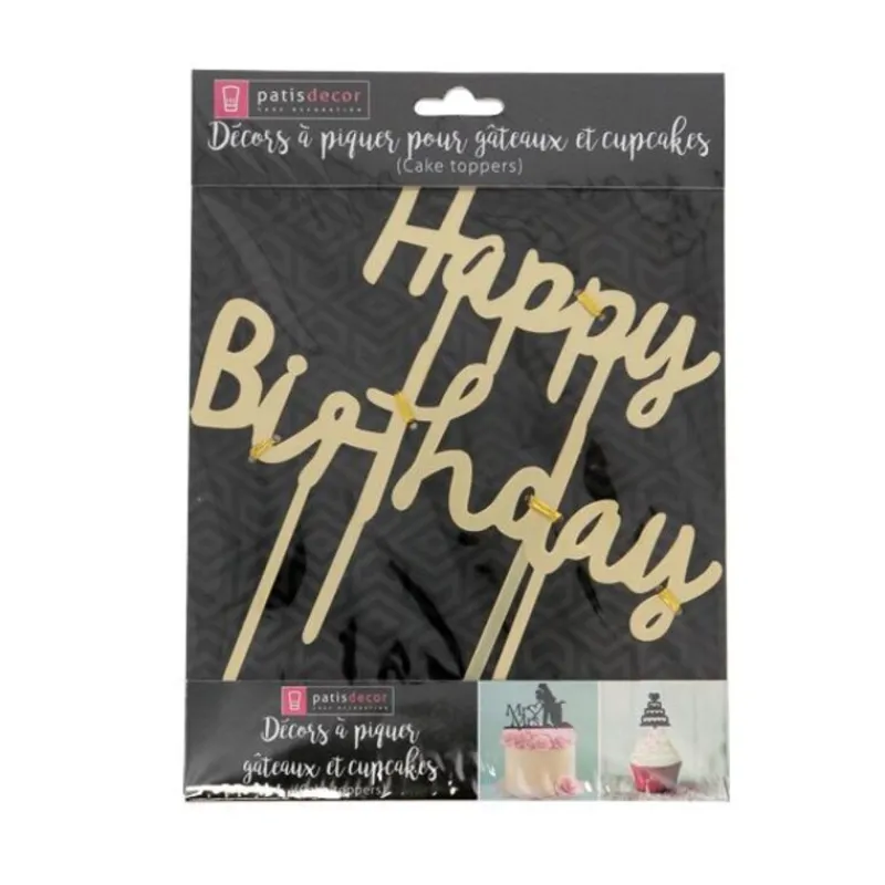 Cake Topper Happy Birthday Dore>Cerf Dellier Best