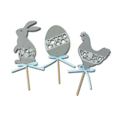 Cake Toppers Pâques Gris (X3)>Cerf Dellier Clearance