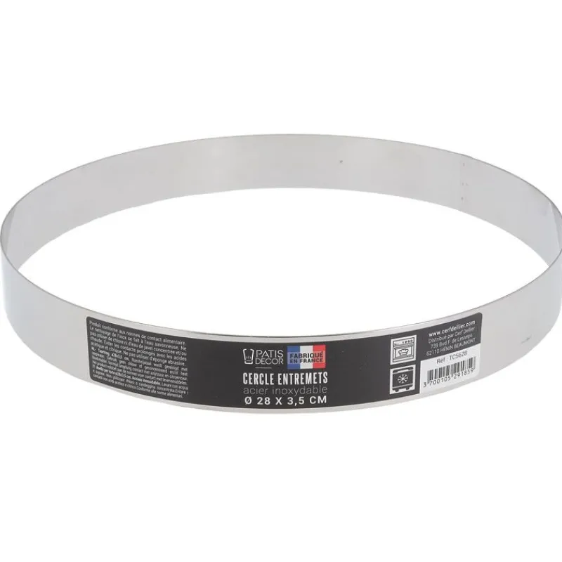 Cerf Dellier Cercles À Patisserie*Cercle A Entremets Inox H 3,5 Cm 28 Cm Patisdecor