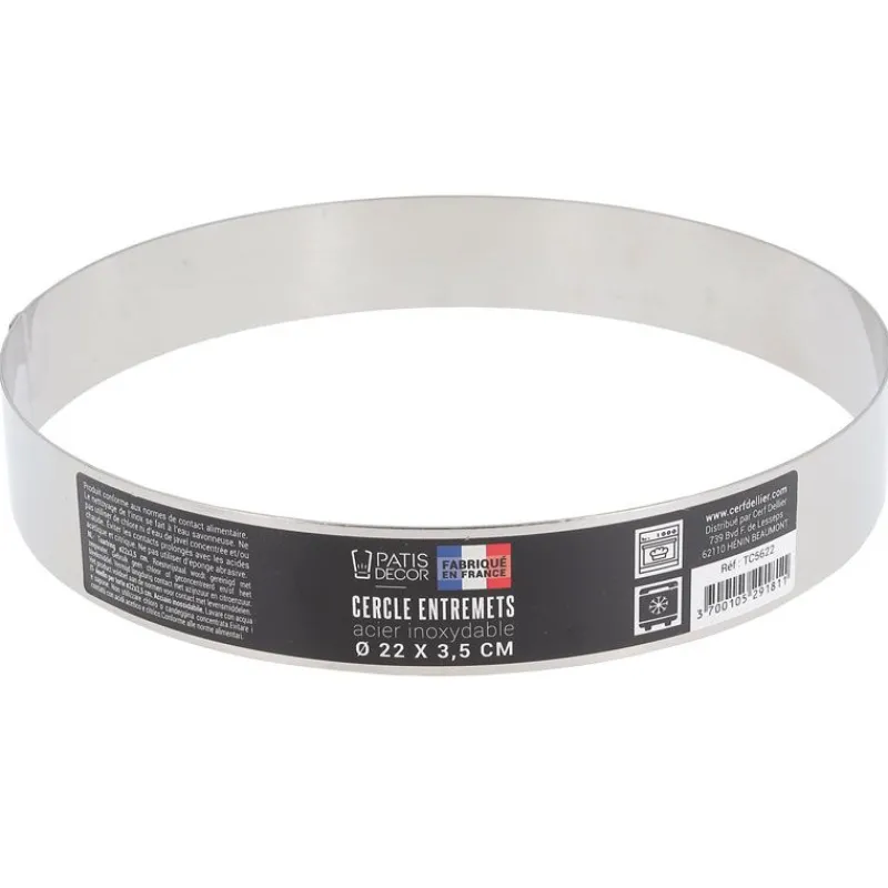 Cerf Dellier Cercles À Patisserie*Cercle A Entremets Inox H 3,5 Cm 22 Cm Patisdecor