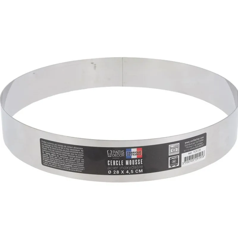 Cerf Dellier Cercles À Patisserie*Cercle A Mousse Inox H 4,5 Cm 28 Cm Patisdecor