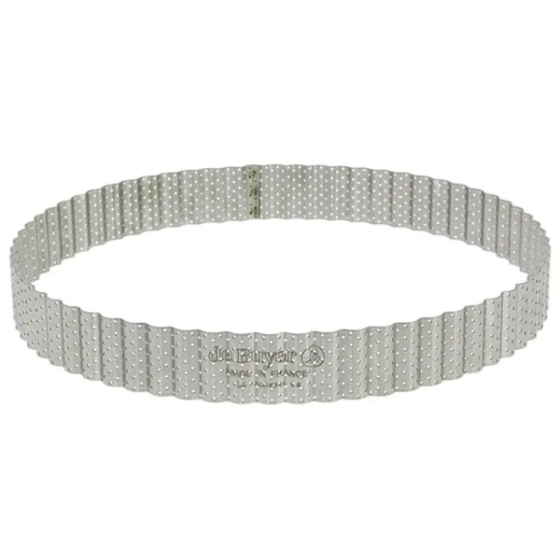 Cerf Dellier Cercles À Patisserie*Cercle A Tarte Cannele Et Perfore Inox H 3 Cm De Buyer