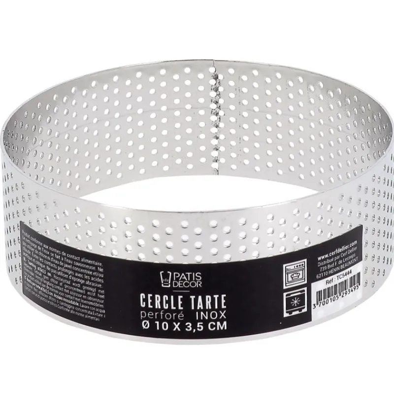 Cerf Dellier Cercles À Patisserie*Cercle A Tarte Perfore Inox H 3,5 Cm 10 Cm Patisdecor