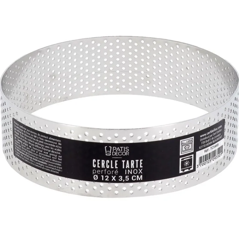 Cerf Dellier Cercles À Patisserie*Cercle A Tarte Perfore Inox H 3,5 Cm 12 Cm Patisdecor