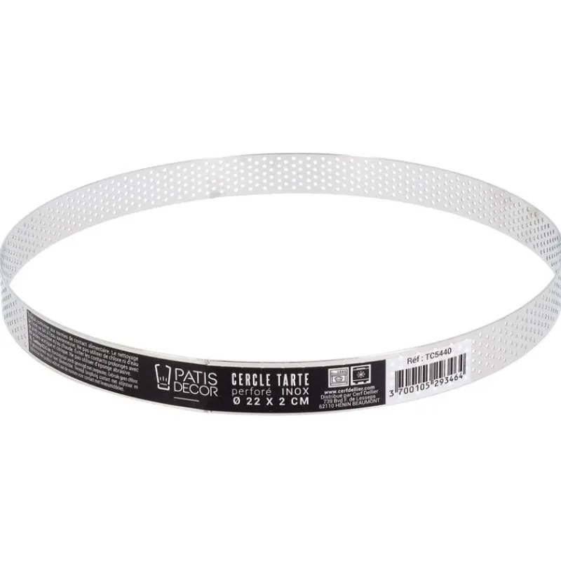 Cerf Dellier Cercles À Patisserie*Cercle A Tarte Perfore Inox H 2 Cm 22 Cm Patisdecor
