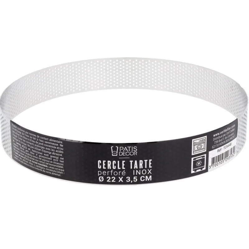 Cerf Dellier Cercles À Patisserie*Cercle A Tarte Perfore Inox H 3,5 Cm 22 Cm Patisdecor