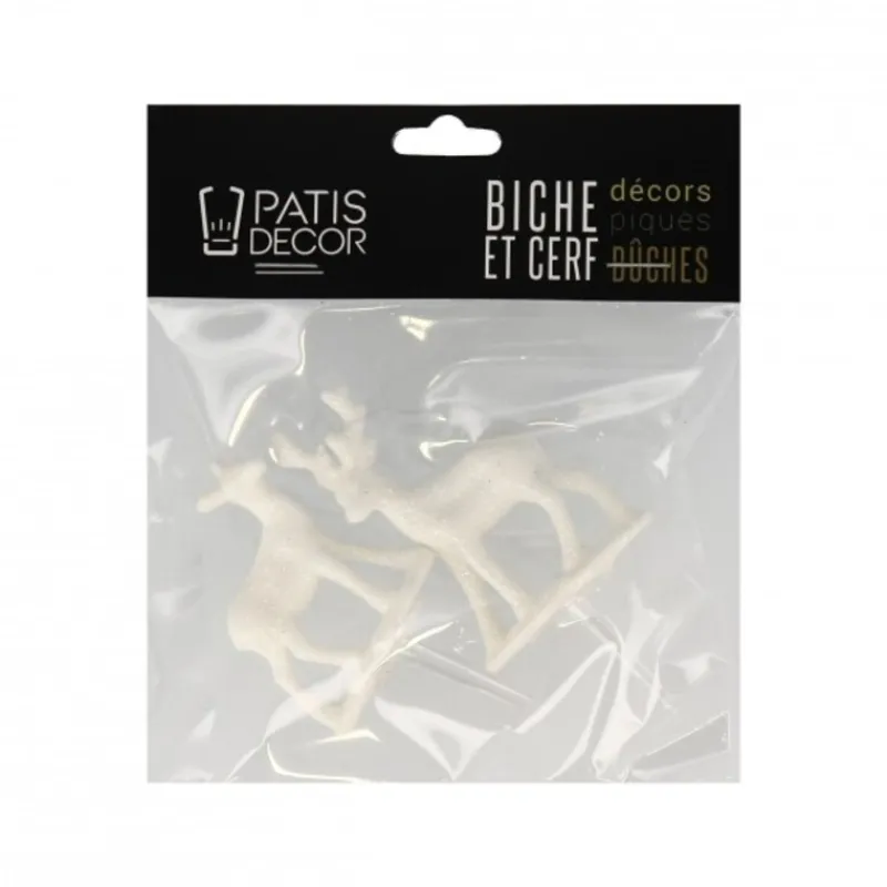 Cerf Et Biche Blancs Sur Pique Patisdecor (X2)>Cerf Dellier Discount