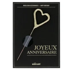 Cierge Magique Coeur Dore + Carte Joyeux Anniversaire Noire>Cerf Dellier Best