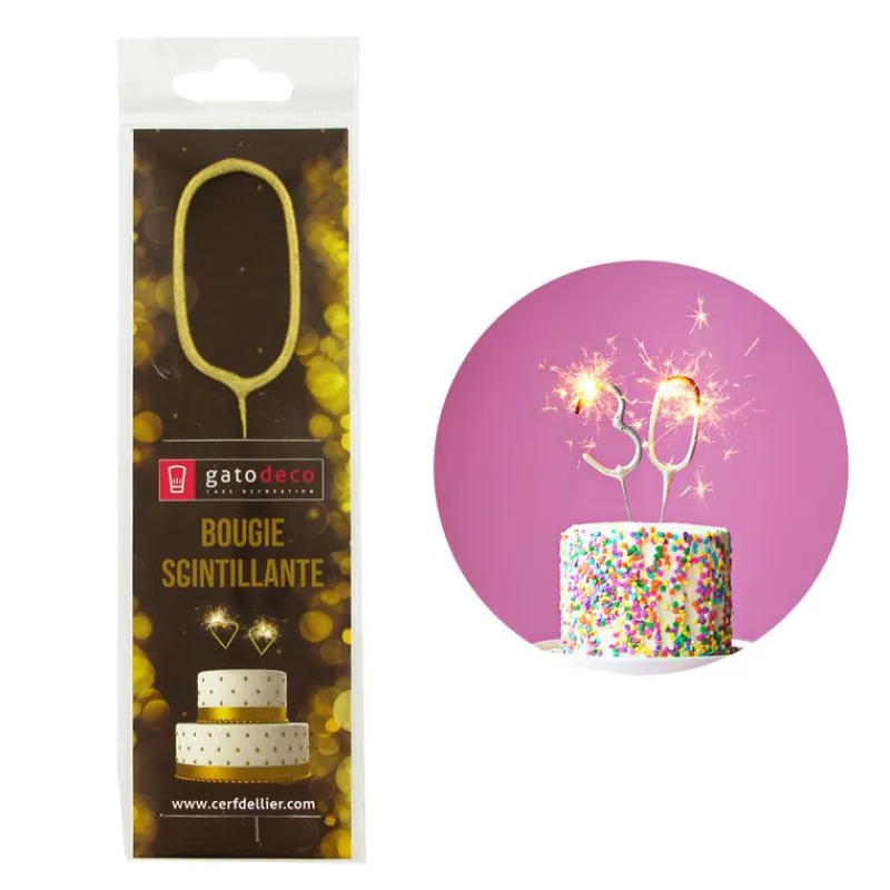 Cierge Magique Dore Chiffre 0 / Lettre O Patisdecor>Cerf Dellier Online