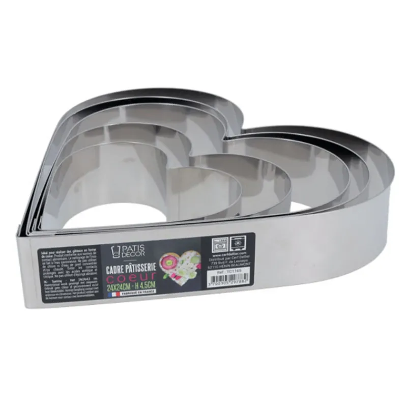 Cerf Dellier Cercles À Patisserie*Coeur A Mousse Inox H 4,5 Cm L 20 Cm Patisdecor
