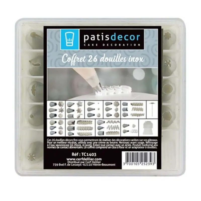 Cerf Dellier Douilles*Coffret 26 Douilles Décors Inox