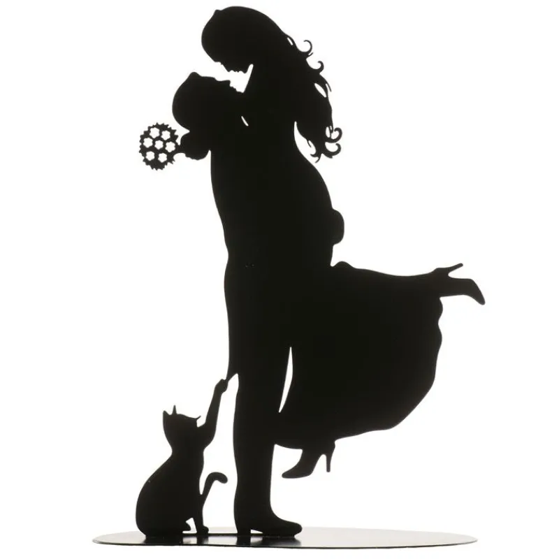 Couple De Maries Avec Chat Metal Noir>Cerf Dellier Outlet