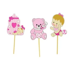 Cupcake Toppers Bebe Fille En Bois (X3)>Cerf Dellier New