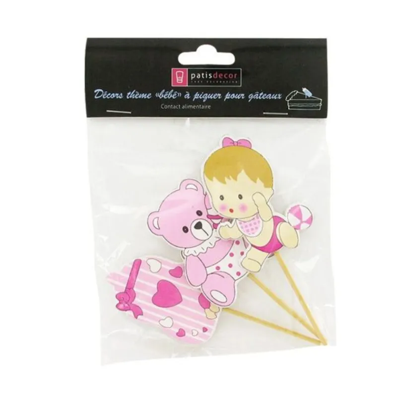 Cupcake Toppers Bebe Fille En Bois (X3)>Cerf Dellier New