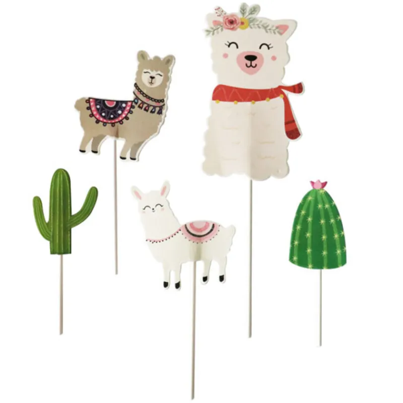 Cupcake Toppers Lamas Et Cactus (X5)>Cerf Dellier Outlet