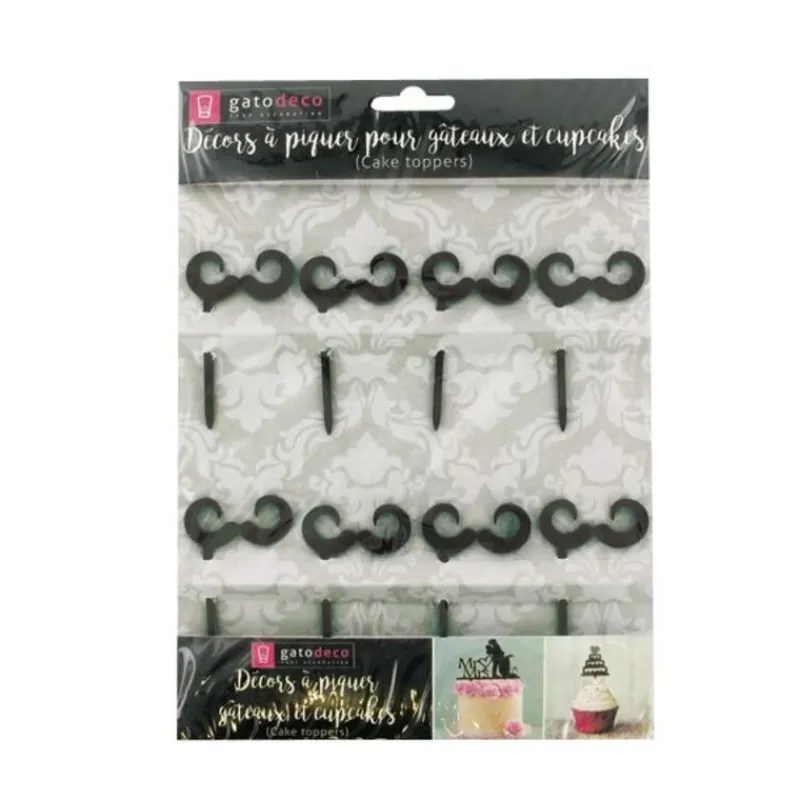 Cupcake Toppers Moustaches (X 8)>Cerf Dellier Clearance