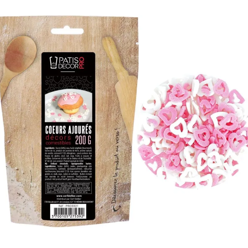 Décors Comestibles Coeurs Ajoures 200 G>Cerf Dellier New