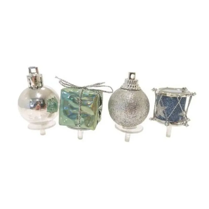 Décors De Noël Assortis Bleu Argent Sur Pique (X4)>Cerf Dellier Sale