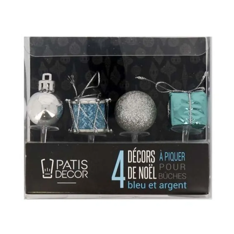 Décors De Noël Assortis Bleu Argent Sur Pique (X4)>Cerf Dellier Sale