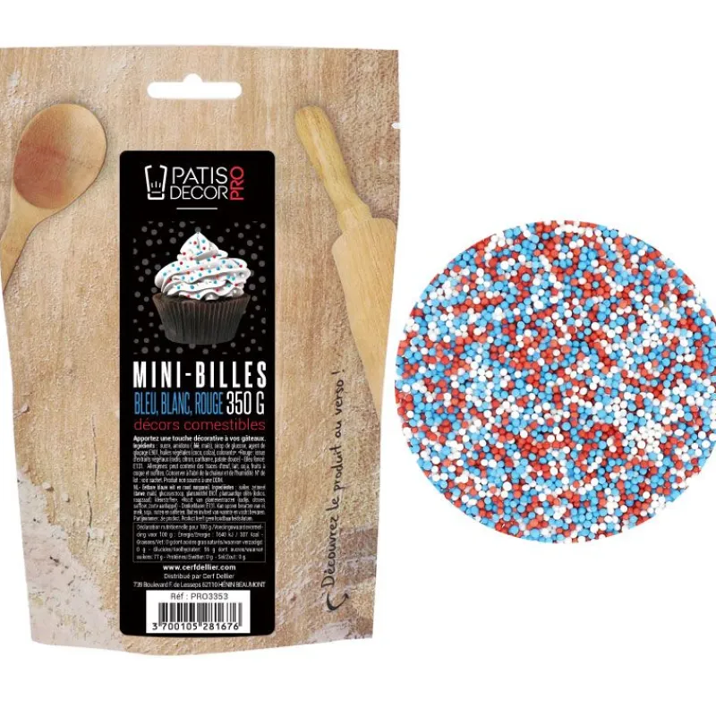 Décors Mini Billes Bleu Blanc Rouge Comestibles Patisdecor Pro 350 G>Cerf Dellier Sale