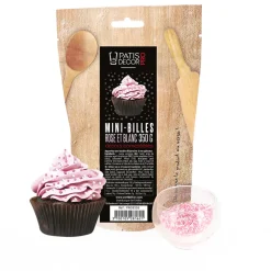 Décors Mini Billes Roses Et Blanches Comestibles Patisdecor Pro 350 G><noscript><img width=