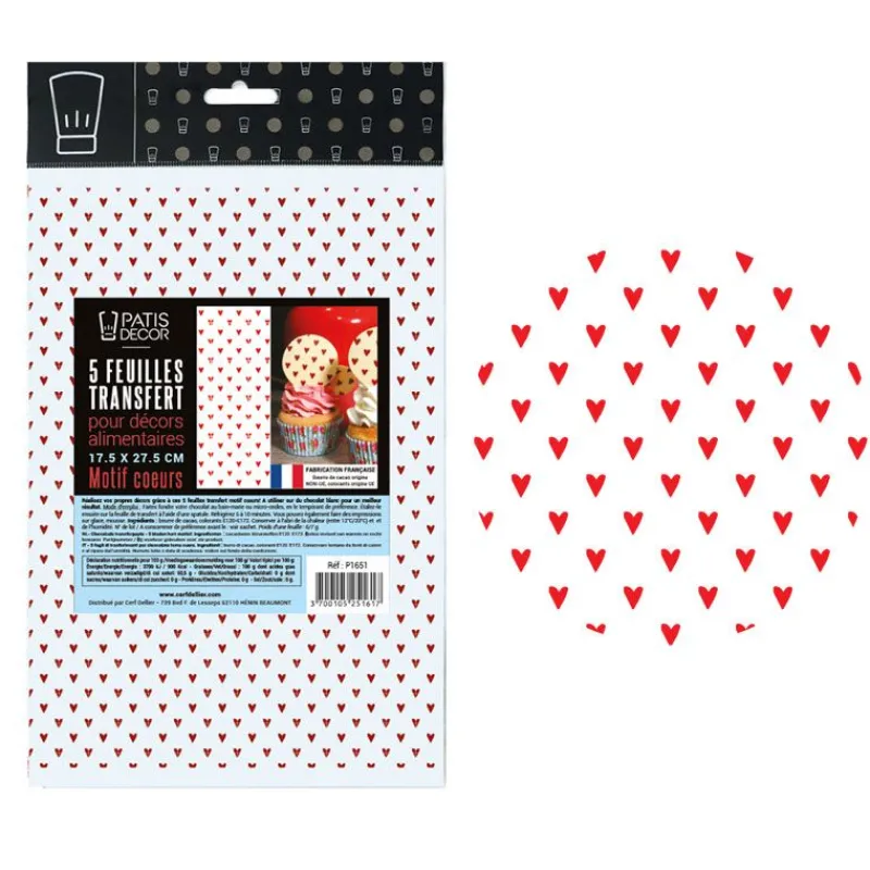Feuilles Transfert Coeurs Patisdecor (X5)>Cerf Dellier