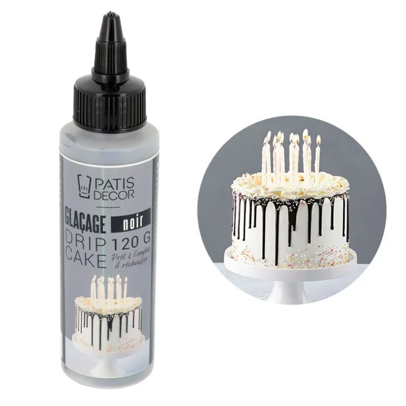 Cerf Dellier Glaçages Et Nappages*Glacage Pour Drip Cake Noir Patisdecor 120 G